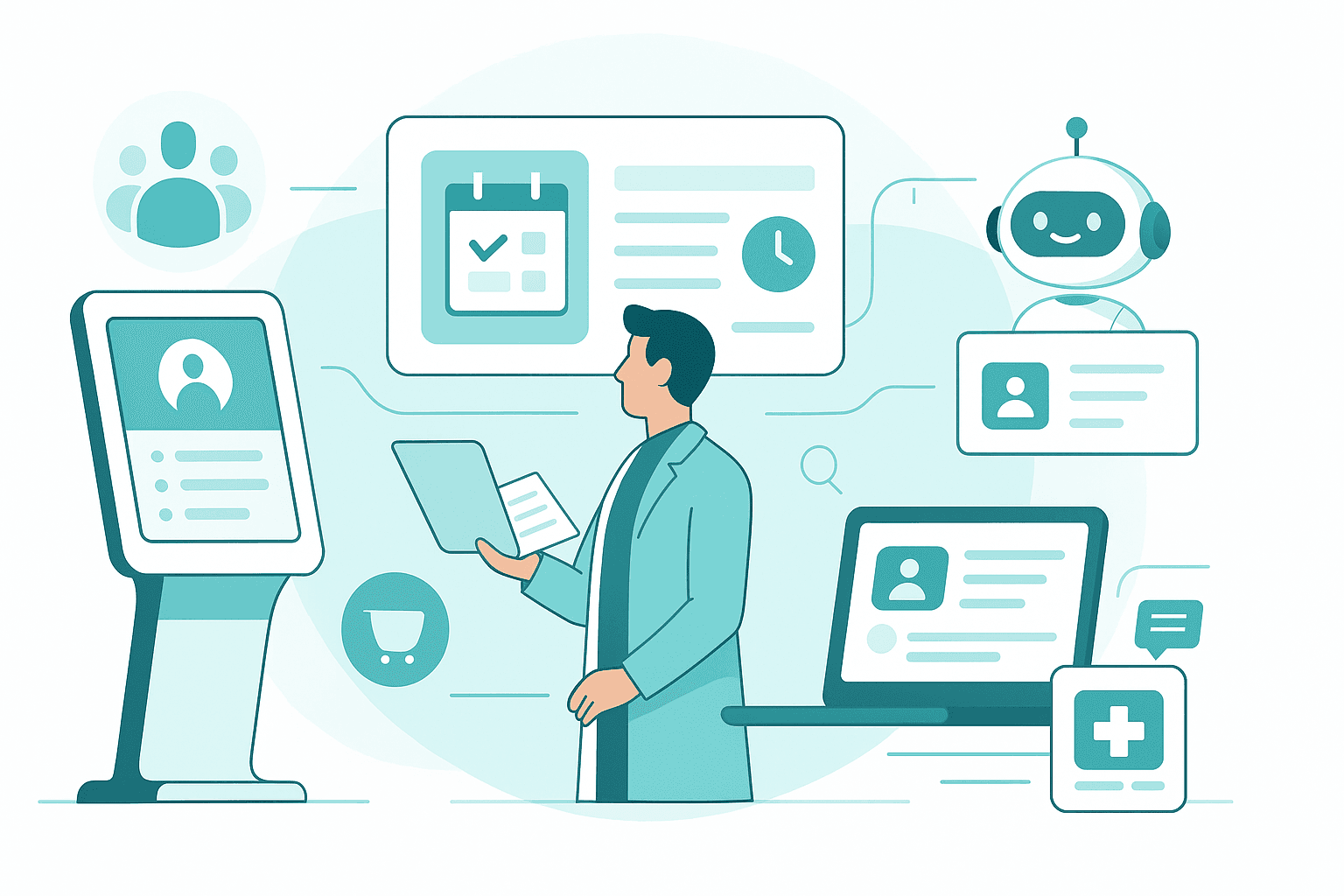 Smart Utilities dashboard showing patient kiosk and management tools